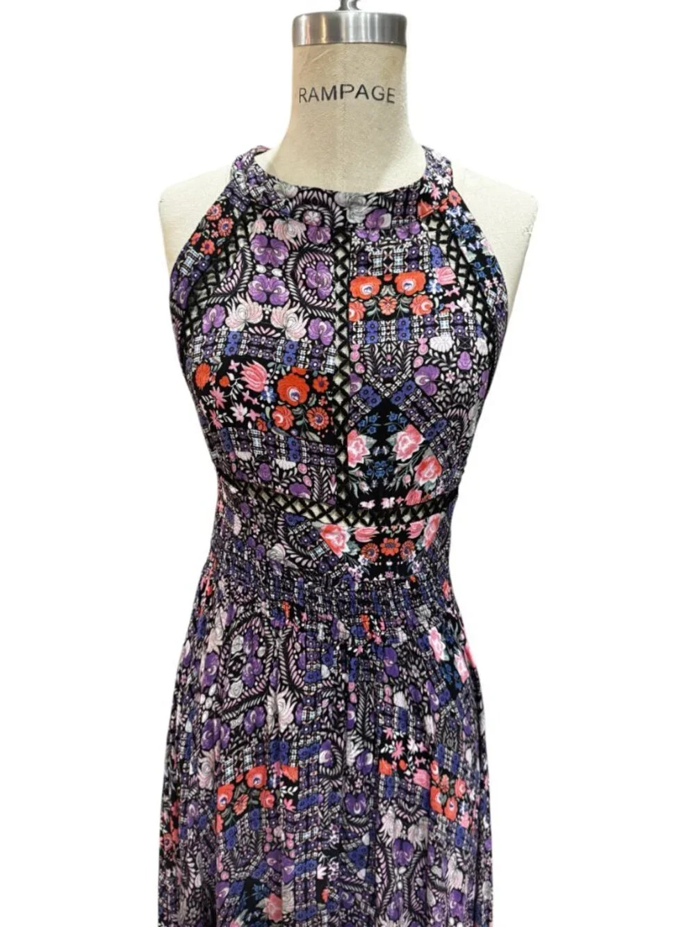 Jaase Endless Summer Boho Halter Maxi Dress Medium Open Back Floral - Picture 3 of 9